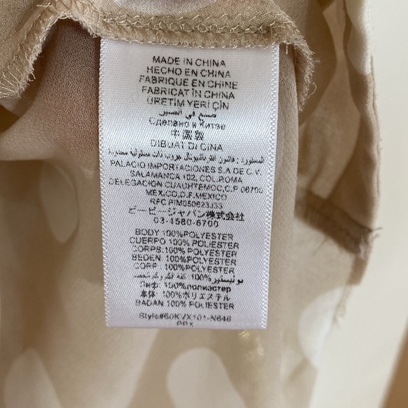 Bebe Sheer Polka Dot Tan Crème Blouse Top - Picture 4 of 5